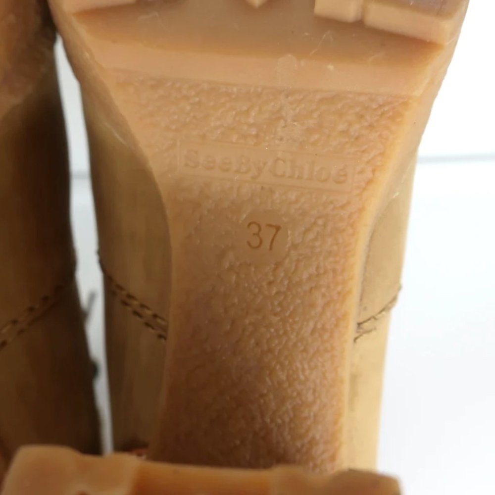 See by Chloe Eileen High Heel Hiking Boots Camel Suede Size 37 - Picture 11 of 11